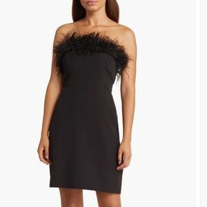 Sam Edelman Feather Trim Strapless Minidress black size 2